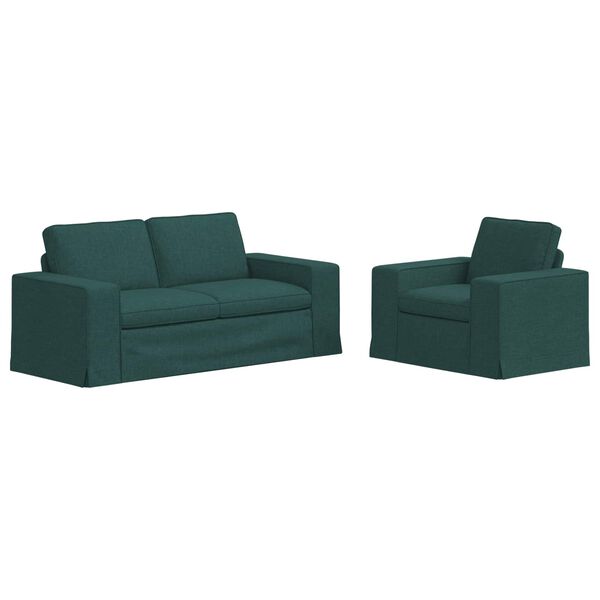 vidaXL Sof&aacute; 2 pcs Verde oscuro 182 x 80 x 82 cm tela