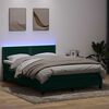vidaXL Cama box spring con colch&oacute;n y LED terciopelo verde oscuro 160x210 cm