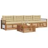 vidaXL Conjunto de sof&aacute;s de exterior con coj&iacute;n 5 pcs Natural y Beige
