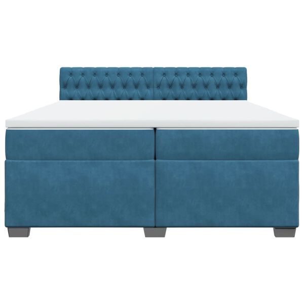 vidaXL Cama box spring con colch&oacute;n terciopelo azul 200x200 cm