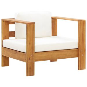 vidaXL Silla de jard&iacute;n con coj&iacute;n madera maciza de acacia color crema