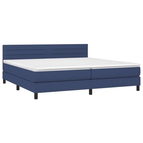 vidaXL Cama box spring con colch&oacute;n tela azul 200x200 cm