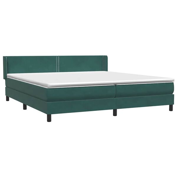 vidaXL Cama box spring con colch&oacute;n terciopelo verde oscuro 180x220 cm