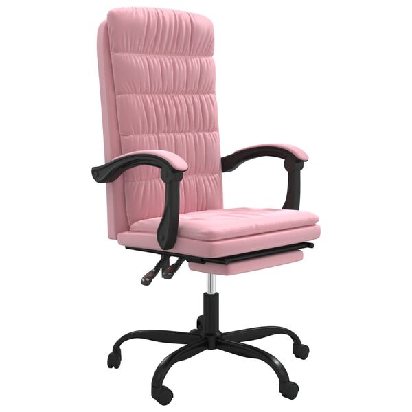 vidaXL Silla de oficina reclinable terciopelo rosa