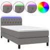 vidaXL Cama box spring colch&oacute;n y luces LED tela gris oscuro 90x190 cm