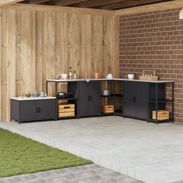 vidaXL Almacenamiento de cocina con puerta Negro 60 x 50 x 92 cm Acero