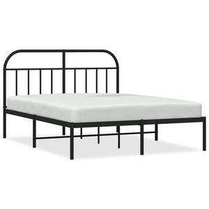 vidaXL Estructura cama sin colch&oacute;n con cabecero metal negro 135x190 cm
