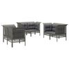 vidaXL Set de muebles de jardín 6 pzas y cojines ratán sintético gris