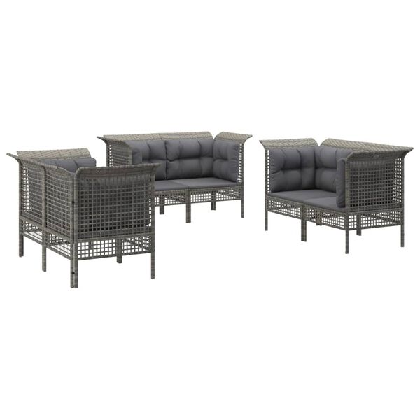 vidaXL Set de muebles de jardín 6 pzas y cojines ratán sintético gris