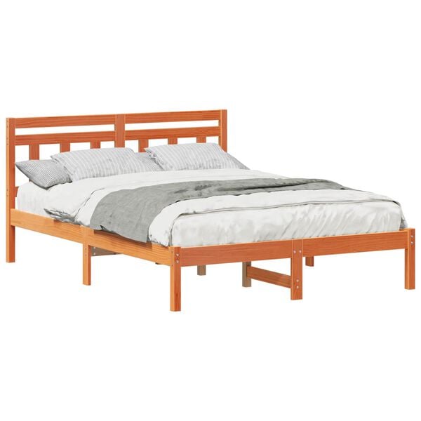vidaXL Estructura de cama Marrón 140 x 190 cm Madera de pino macizo