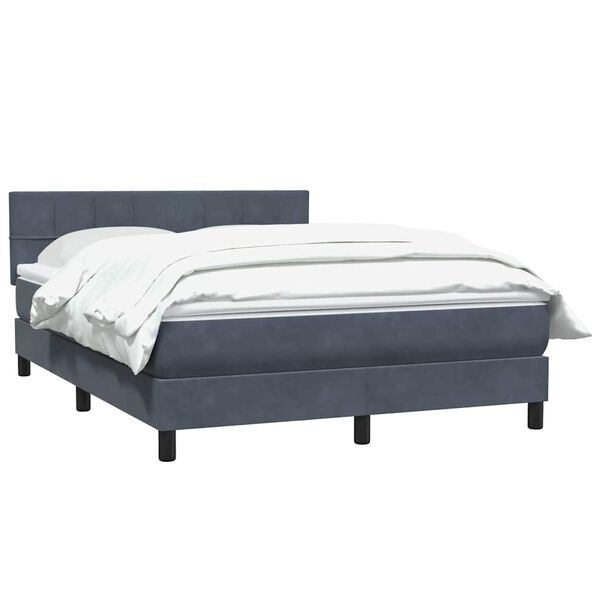 vidaXL Cama box spring con colch&oacute;n terciopelo gris oscuro 140x210 cm
