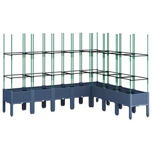vidaXL Jardinera con enrejado PP azul gris 200x160x142,5 cm