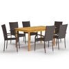 vidaXL Juego de comedor para jard&iacute;n 7 piezas marr&oacute;n