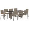 vidaXL Conjunto de Comedor de Jard&iacute;n 9 uds. Gris rat&aacute;n sint&eacute;tico