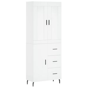 vidaXL Aparador alto madera contrachapada blanco 69,5x34x180 cm