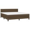 vidaXL Cama box spring con colch&oacute;n LED tela marr&oacute;n oscuro 180x200 cm