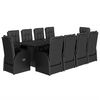 vidaXL Set de comedor jard&iacute;n 11 pzas con cojines rat&aacute;n sint&eacute;tico negro