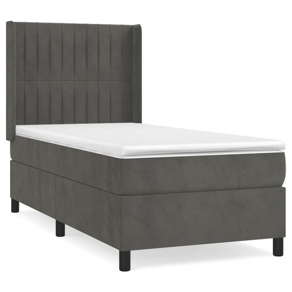 vidaXL Cama box spring con colch&oacute;n terciopelo gris oscuro 80x200 cm
