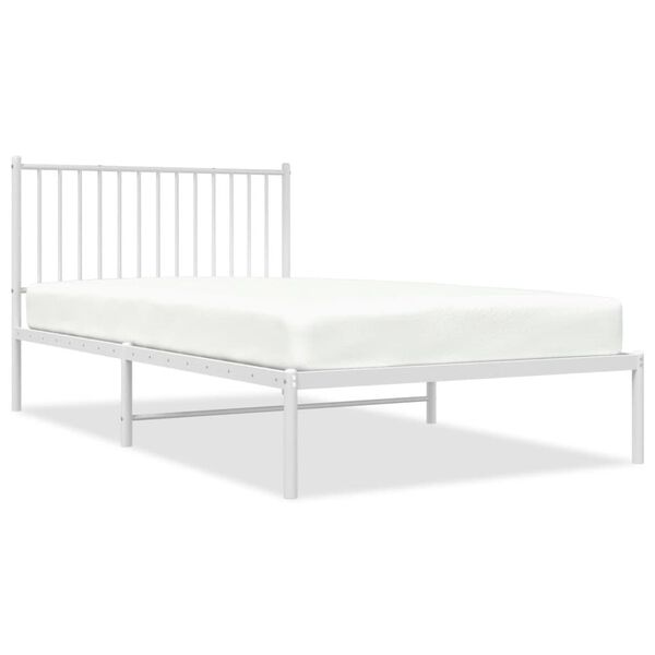 vidaXL Estructura cama sin colch&oacute;n con cabecero metal blanco 107x203cm