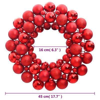 vidaXL Corona de Navidad poliestireno roja 45 cm