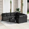 vidaXL Conjunto de sof&aacute; de jard&iacute;n con coj&iacute;n con almohada 9 pcs Negro