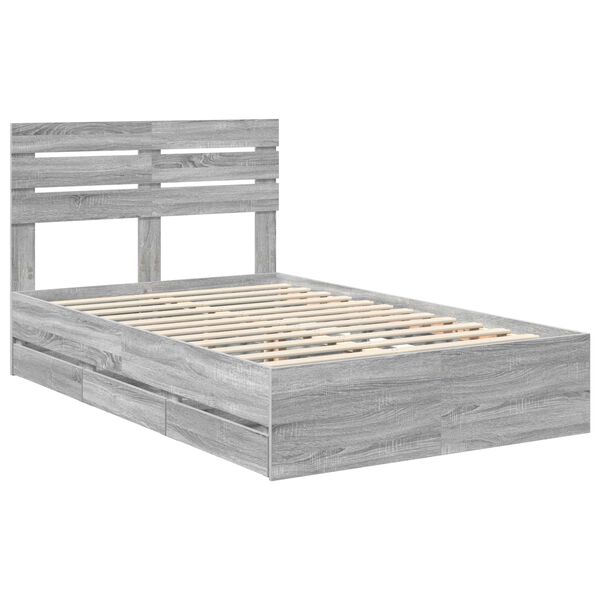 vidaXL Estructura de cama Gris Sonoma 120 x 190 cm Madera Ingenieril