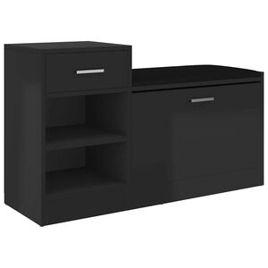 vidaXL Zapatero madera de ingenier&iacute;a negro brillo 94,5x31x57 cm