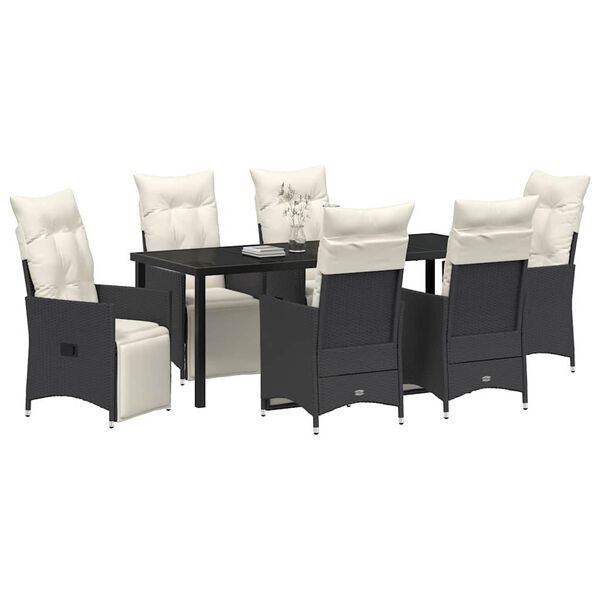 vidaXL Conjunto de Comedor de Jard&iacute;n 7 pcs Negro rat&aacute;n sint&eacute;tico