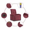 vidaXL Sillón de masaje reclinable eléctrico tela rojo tinto