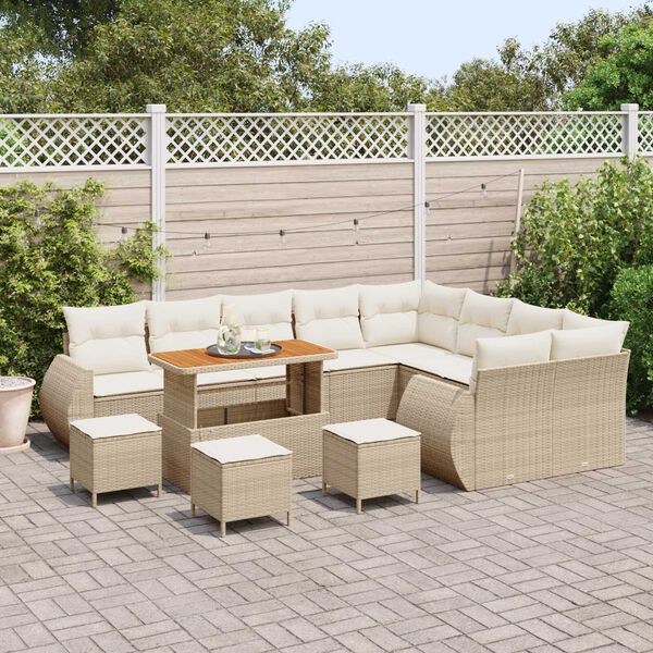 vidaXL Conjunto de sof&aacute; de jard&iacute;n 13 pcs Beige rat&aacute;n sint&eacute;tico