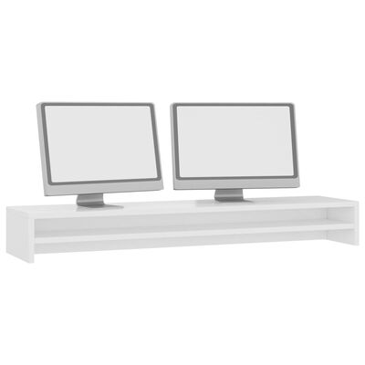 vidaXL Soporte mesa pantalla contrachapada blanco brillo 100x24x13cm