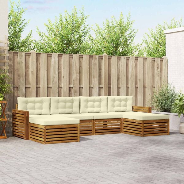 vidaXL Juegos de sof&aacute;s 6 pcs Natural y Crema Madera de Acacia S&oacute;lida