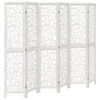 vidaXL Biombo separador de 6 paneles madera maciza Paulownia blanco