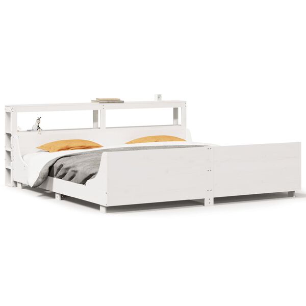 vidaXL Estructura de cama sin colch&oacute;n madera maciza blanca 200x200 cm