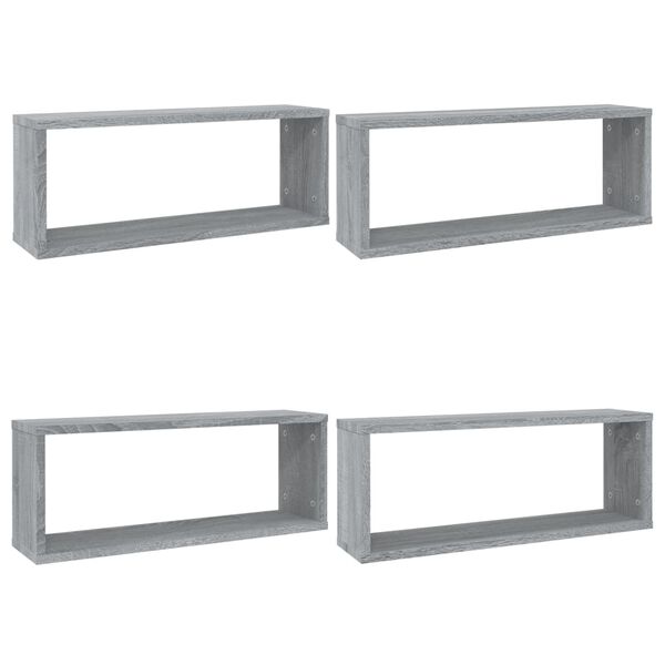 vidaXL Estantes c&uacute;bicos de pared 4 uds madera gris Sonoma 60x15x23 cm