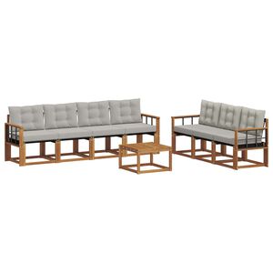 vidaXL Conjunto de sof&aacute;s de exterior 8 pcs Gris Natural y Claro