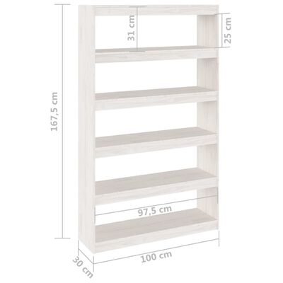 vidaXL Estantería/divisor de espacios pino blanco 100x30x167,5 cm