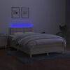 vidaXL Cama box spring con colch&oacute;n y luces LED tela crema 120x190 cm