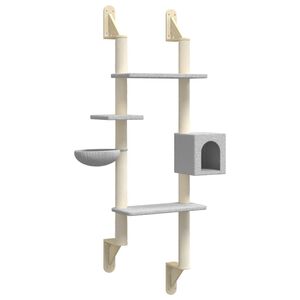 vidaXL &Aacute;rbol rascador para gatos de pared gris claro 180 cm