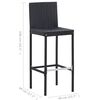vidaXL Set muebles bar jardín y cojines 7 pzas ratán sintético negro