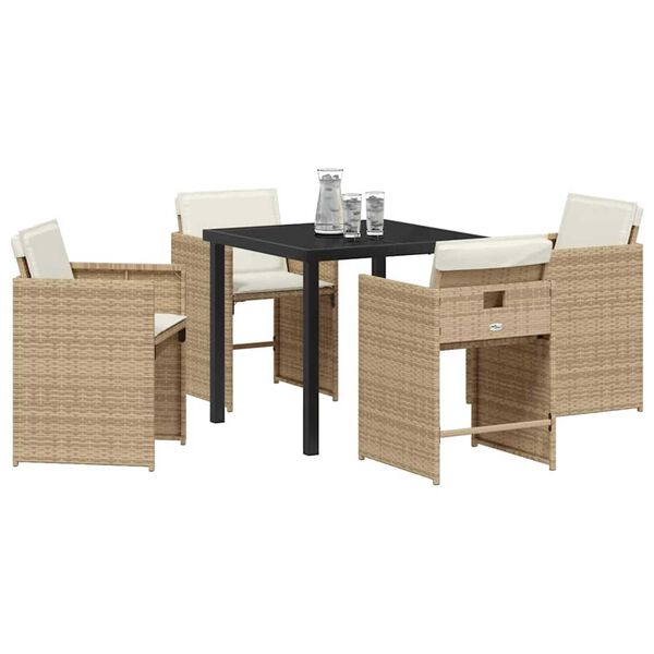 vidaXL Conjunto de Comedor de Jard&iacute;n 5 pcs Beige rat&aacute;n sint&eacute;tico