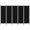 vidaXL Biombo divisor de 5 paneles negro 250x180 cm