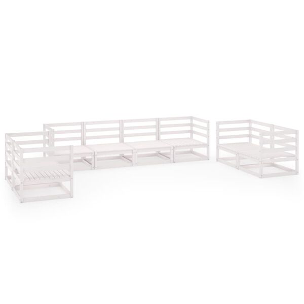 vidaXL Set de salón de jardín de 8 piezas blanco madera maciza de pino