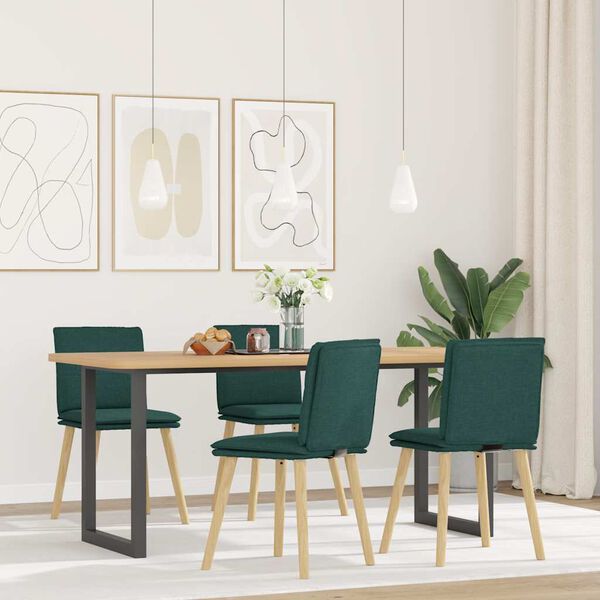 vidaXL Sillas de comedor 4 unidades tela verde oscuro