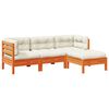 vidaXL Set de sof&aacute;s jard&iacute;n 4 pzas con cojines madera pino marr&oacute;n cera