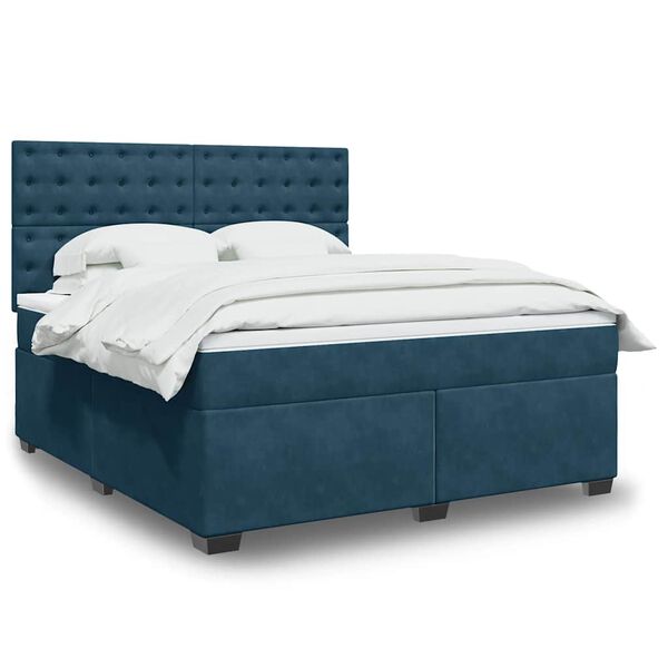 vidaXL Cama box spring con colch&oacute;n terciopelo azul 180x200 cm