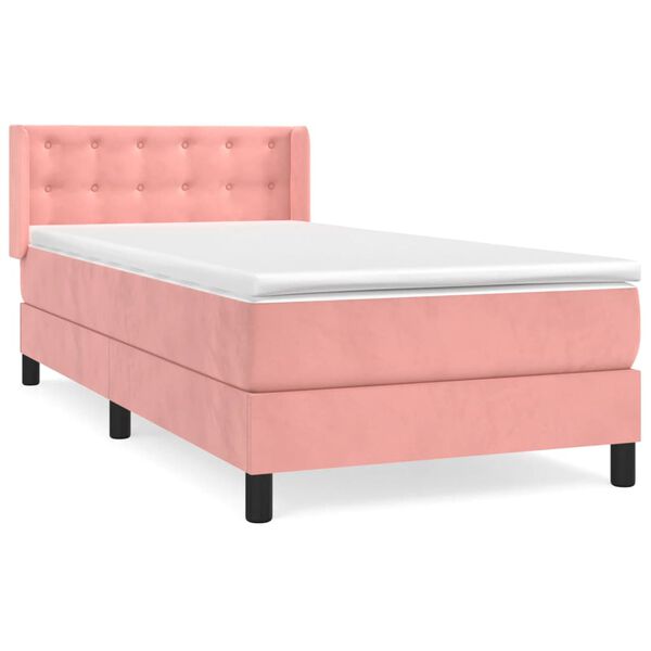 vidaXL Cama box spring con colch&oacute;n terciopelo rosa 80x200 cm