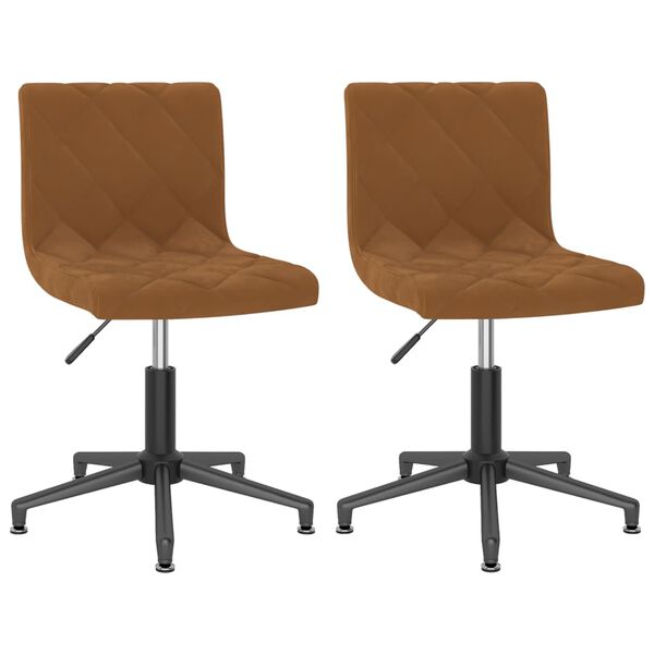 vidaXL Sillas de comedor giratorias 2 unidades terciopelo marr&oacute;n