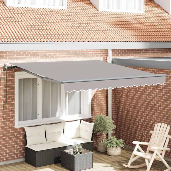 vidaXL Toldo Retr&aacute;ctil Gris Claro 350 x 250 cm Tela y Aluminio