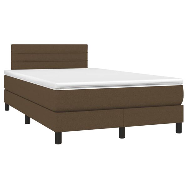 vidaXL Cama box spring con colch&oacute;n tela marr&oacute;n oscuro 120x190 cm